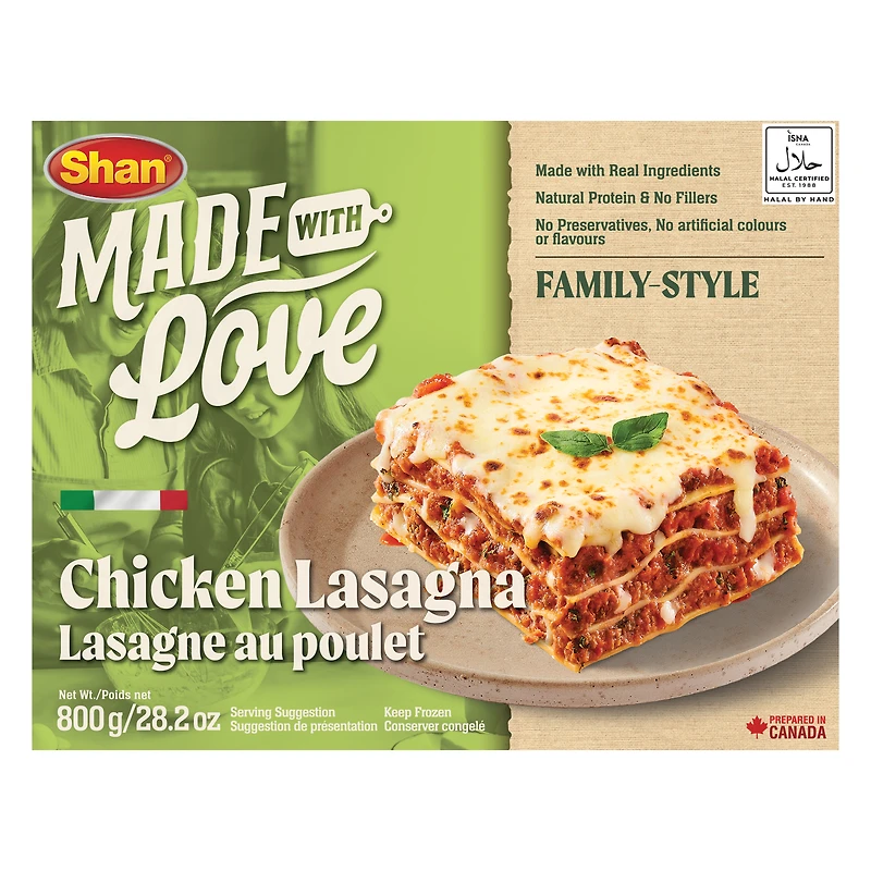Shan Halal Chicken Lasagna – Italian-Style Frozen Meal with Creamy Tomato Sauce, Cheese & Pasta Layers | Heat & Serve Comfort – 300g, SHAN CHICKEN LASAGNA 800G