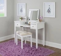Joanna Butterfly Bench Vanity Set in White