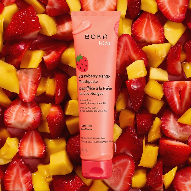 Boka Fluoride Free Toothpaste, Nano Hydroxyapatite, Strawberry Mango Flavor - 80ml - 1pk