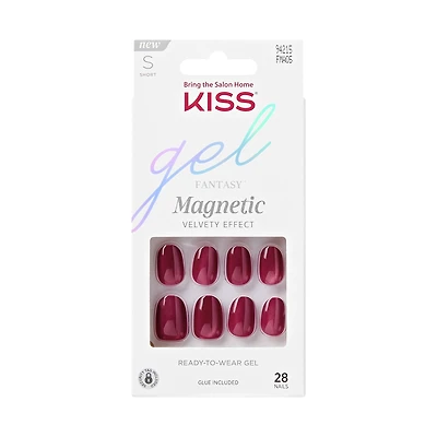 KISS Gel Fantasy Magnetic - Set Us Free, Red, Oval, Short