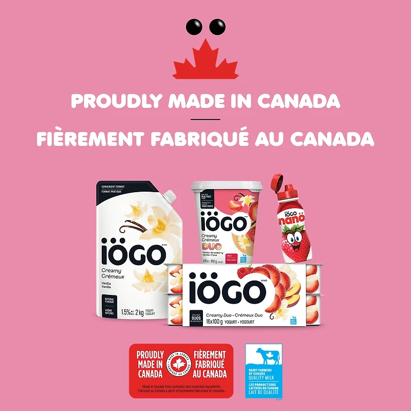 iÖGO nanö Bouteille de yogourt à boire 93 ml, Banane, 1 %, Boisson au yogourt, paquet de 6