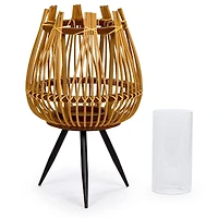 Truu Design Decorative Bamboo Floor Candle Holder with Legs