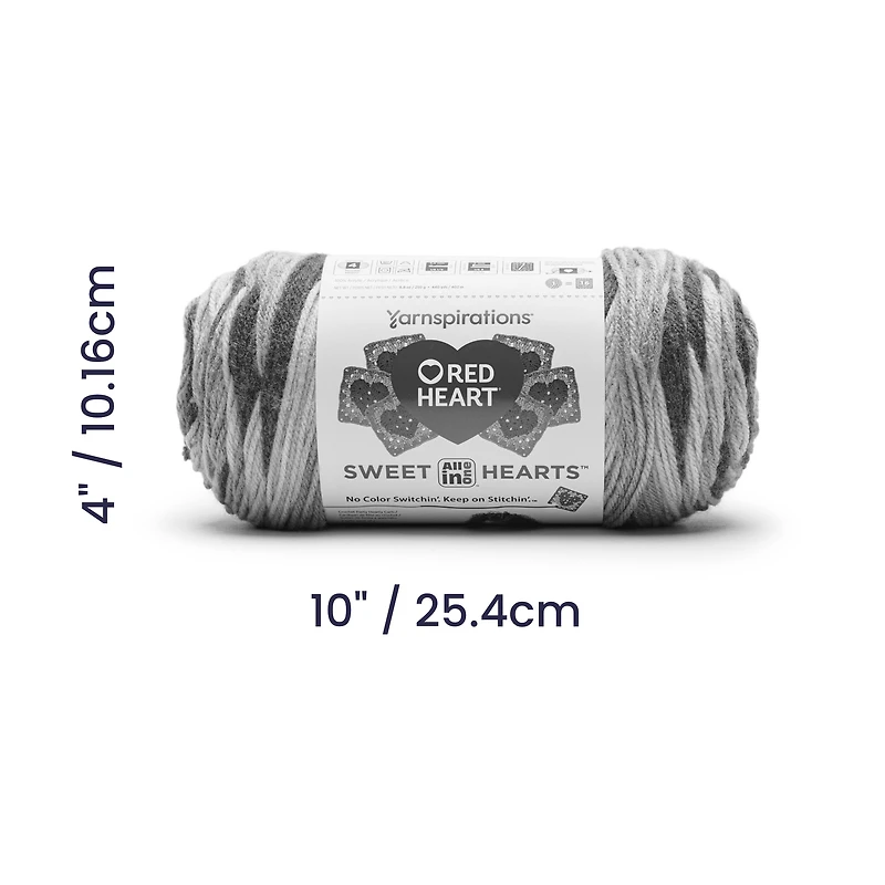 Red Heart® AIO Sweet Hearts™ n° 4 Worsted (Moyen) Acrylique, Candy Heart 250 g / 440 m