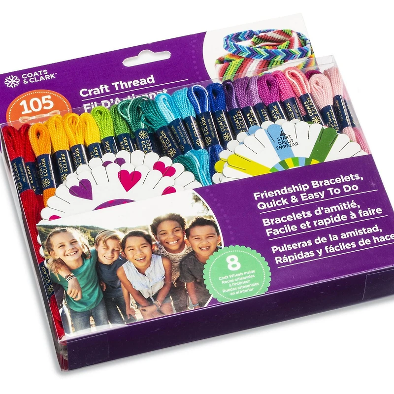 Coats & Clark™ Kit de Bracelets d'Amitié en Fil Artisanal Lot de 105