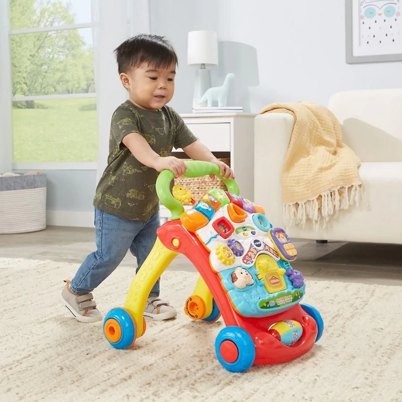 VTech Stroll & Discover Activity Walker, Red, Grow with Me Baby & Toddler Toy - English Version, 9-36 months