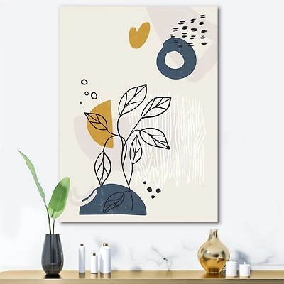 Designart Vintage Boho Minimalistic Flowers II Canvas Wall Art