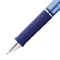 Pentel Feel-It!, Low Viscosity, Retractable Ballpoint Pen, Blue Ink, Metal Tip, 0.7mm, Box of 12