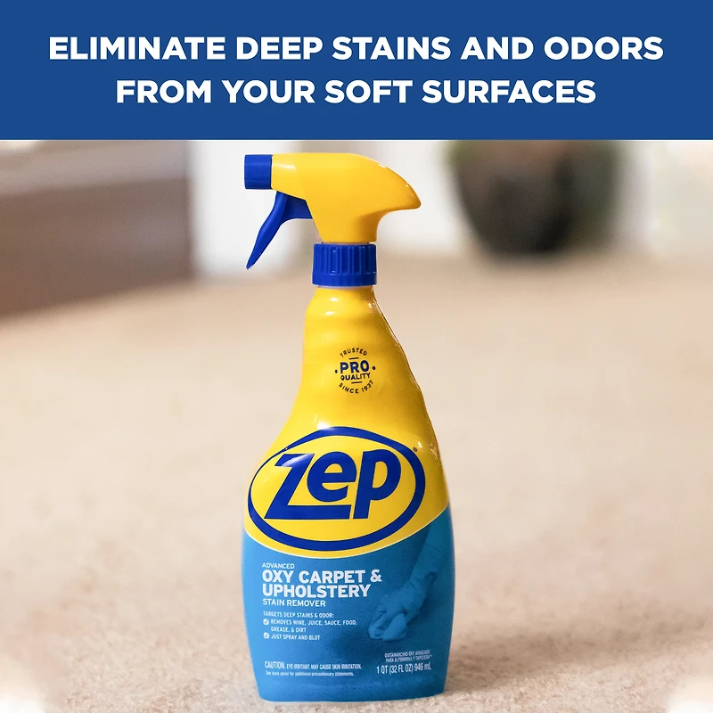 Détachant à tapis et tissus d'ameublement Zep Advanced Oxy, détachant ciblé, liquide désodorisant, 946 ml, nettoyant ménager