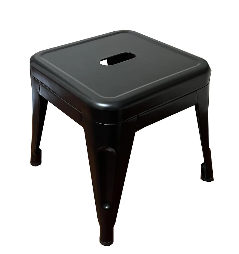 Homeworks 12" Black Metal Stool – Backless, 1-Pack, Indoor/Outdoor Use