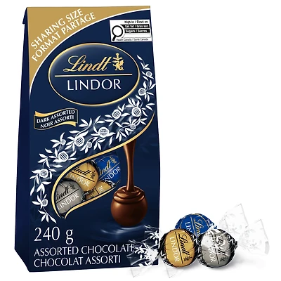Truffes LINDOR assorties au chocolat noir de Lindt – Sachet (240 g)