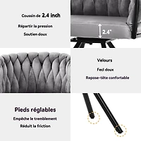Noble House Set of 2 Velvet Dining Chairs, Luxurious Tufted Swivel Chair with Four Support Legs, Gray