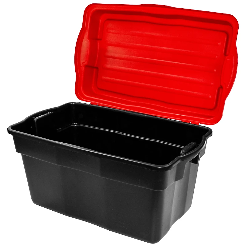 Gracious Living 132 Litre Hinge Top Tote Black with Red Lid