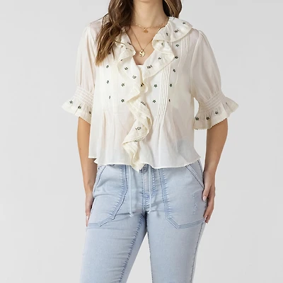 Devoted, Blouse brodée à volants, tailles TP TG