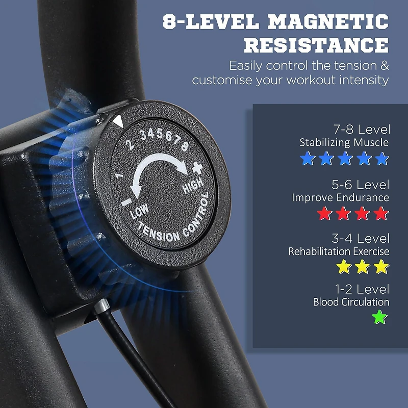 Soozier Vélo d'exercice pliable Vélo d'exercice stationnaire Vélo droit Cardio Workout Résistance à 8 niveaux