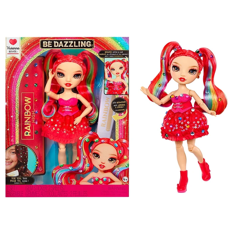 Poupées-mannequins Rainbow High Be Dazzling - Vivienne Rouge (rouge) avec appareil à strass et gemmes scintillantes