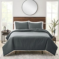 Better Homes & Gardens 3-Piece Soot Grey Linen Duvet Set, Adult Double/Queen