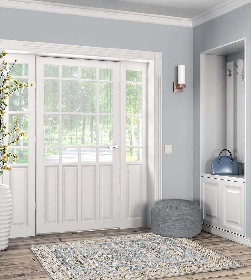 Parson 3' x 5' Washable Accent Rug, Grey and Beige