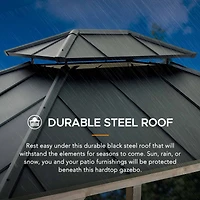 Sunjoy Outdoor Gazebo 10 X 12 ft. 2-tier Hardtop Grey Cedar Framed Gazebo with Steel Hardtop