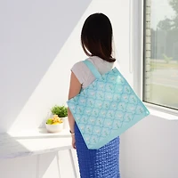Walmart Sac d’épicerie réutilisable printemps, sac fourre-tout avec porte-bouteilles, bleu