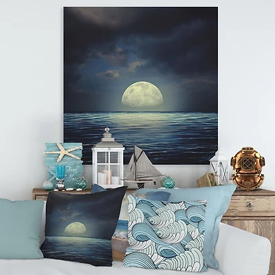 Designart Super Lune sur la mer II Art mural sur toile
