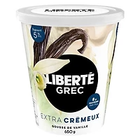 Liberté Greek 5% Extra Creamy Yogurt, Vanilla Bean, High Protein, 650g