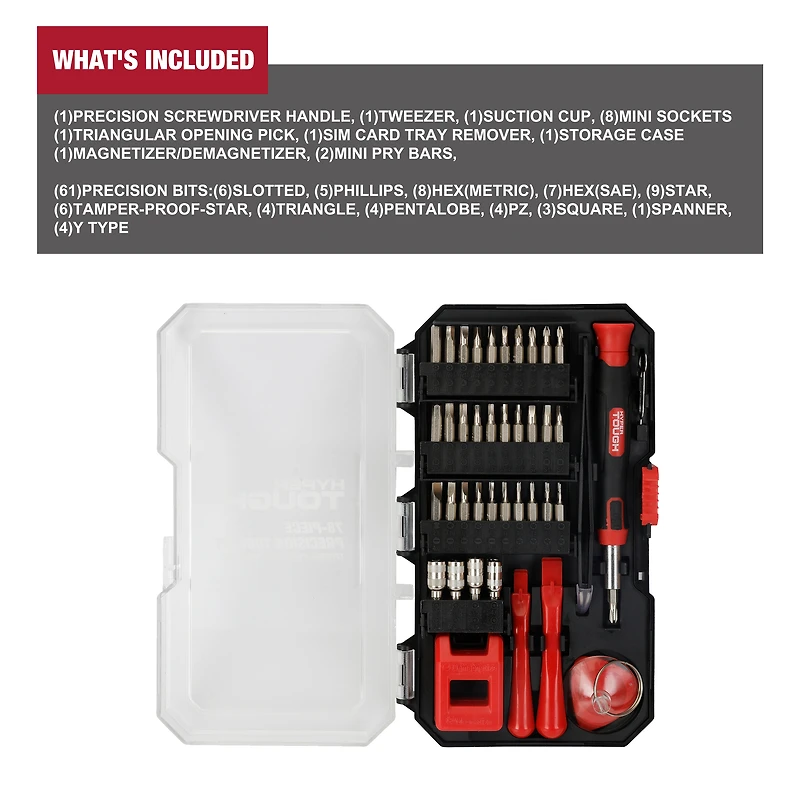 Trousse d’outils de précision Hyper robuste de 78 pièces avec tournevis magnétique, embout de taille Standard, embout en acier CR-V