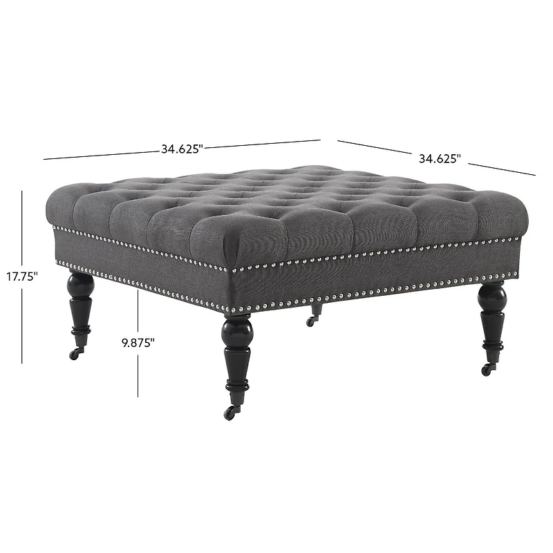 Aubrey Charcoal Square Tufted Ottoman