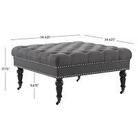 Aubrey Charcoal Square Tufted Ottoman