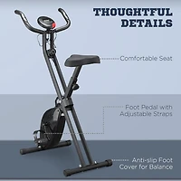 Soozier Vélo d'exercice pliable Vélo d'exercice stationnaire Vélo droit Cardio Workout Résistance à 8 niveaux