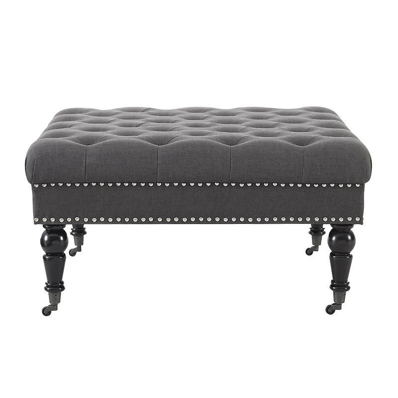 Aubrey Charcoal Square Tufted Ottoman
