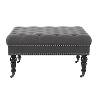 Aubrey Charcoal Square Tufted Ottoman