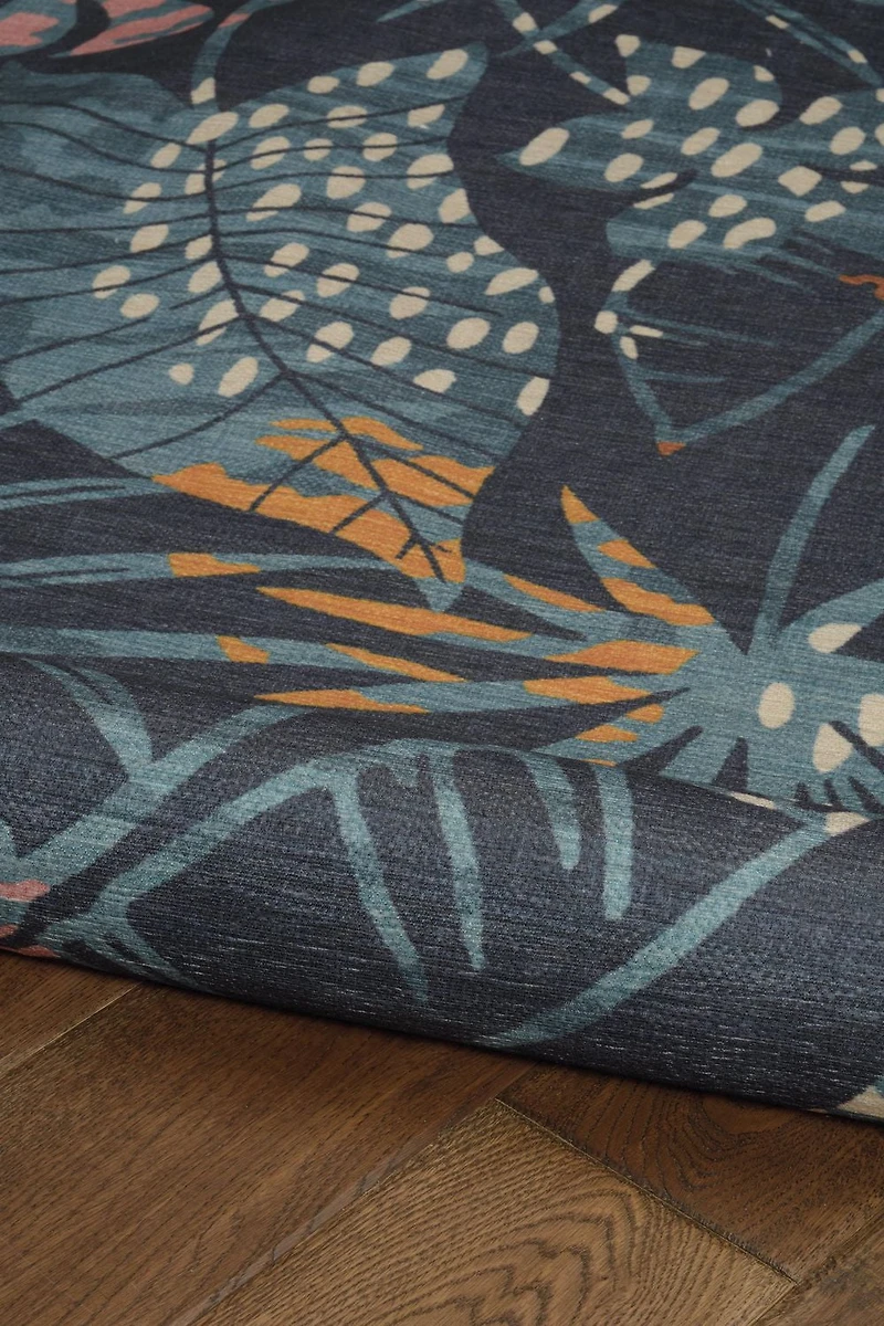 Outdoor Washable Miramar Navy & Gold 5' x 7' Area Rug