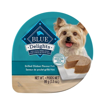 Blue Buffalo Delights Saveur de poulet grillé, Pâté pour chiens en barquette, 99 g (3,5 oz)