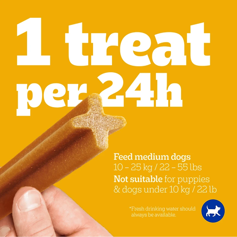PEDIGREE DENTASTIX Gâteries de soins buccodentaires saveur de bœuf pour chiens adultes de race moyenne – réduisent l’accumulation de plaque et de tartre, 40 bâtonnets