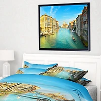 Design Art Vibrant Evening Venice Italy Framed Canvas Art Print