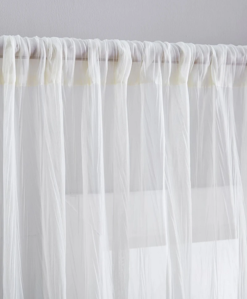 Crinkle Sheer Rod Pocket Curtains – 2 pack, Crinkled Texture