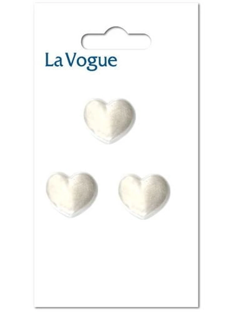 LA VOGUE Shank Button - Pearl-Coloured Heart, 15 mm (0.59 in)
