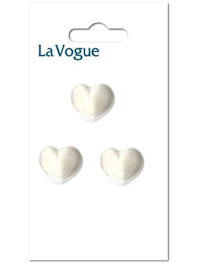 LA VOGUE Shank bouton - Pearl-Coloured Heart, 15 mm (0.59 in)