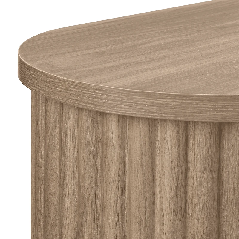 Bouclair Taupe Oak Wood Veneer Media Console TV Stand with Fluted Sides Drawer Living Room