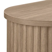 Bouclair Taupe Oak Wood Veneer Media Console TV Stand with Fluted Sides Drawer Living Room