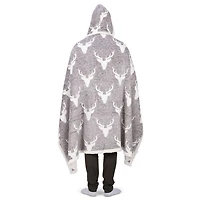Safdie & Co. Premium Ultra Soft Flannel Hoodzy Hooded Throw Blanket with Sherpa Heathered Deer Shield