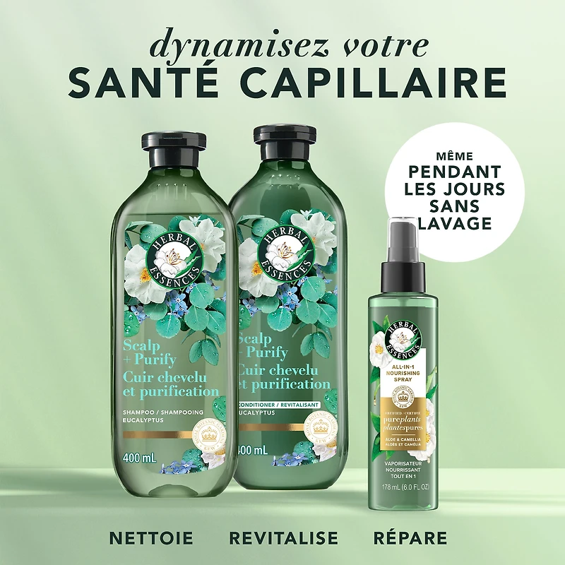 Herbal Essences Scalp + Purify Shampoo, Cleanses The Scalp for Soft Hair, Eucalyptus, Sulfate-Free, 400 mL