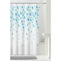 Mainstays Waterproof PEVA Raindrops Shower Curtain, 70" x 72", Aqua Blue