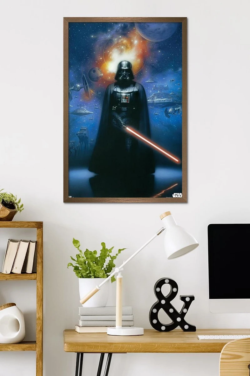 Star Wars: Saga - Vader in Space Wall Poster, 22.375" x 34" Framed