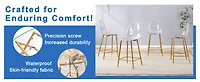 Noble House Modern Minimalist Bar Stool Set of 2,Integrated Backrest,Gold