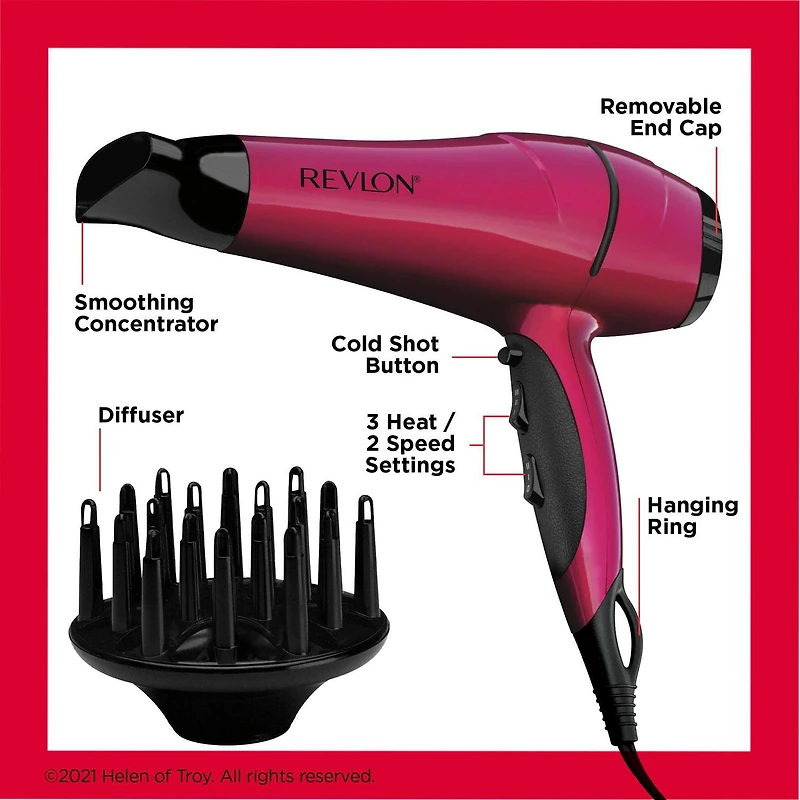 Revlon Perfect Heat® Frizz Fighter Fuchsia Hair Dryer