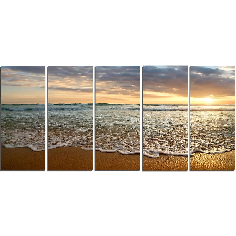 Design Art Bright Cloudy Sunset in Calm Ocean Contemporary Seascape Art Canvas