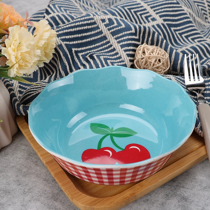 Hometrends Cherry Bamboo Melamine Bowl $6.5$ Inch, Blue