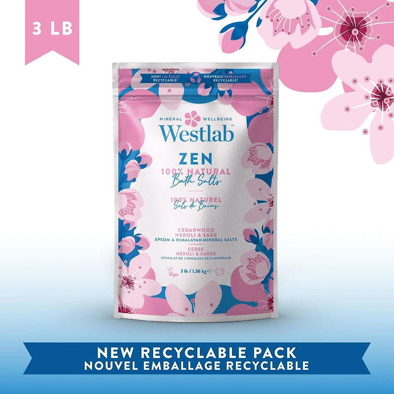 Westlab Zen - Epsom & Himalayan Bathing Salts with Cedarwood, Neroli & Sage Oils | 100% natural, 100% vegan, 100% cruelty-free