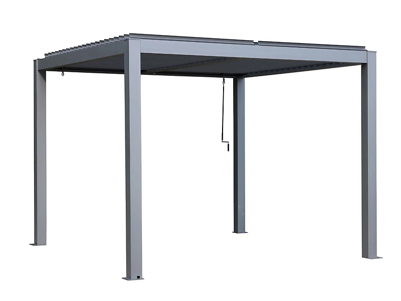 Pergola Vikos 10x10 en aluminium et persiennes en acier galvanisées